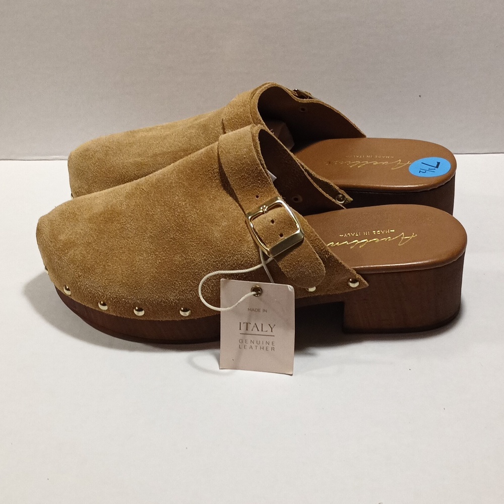 Avellini Suede Buckle Mules – Size 7.5 – Made in Italy